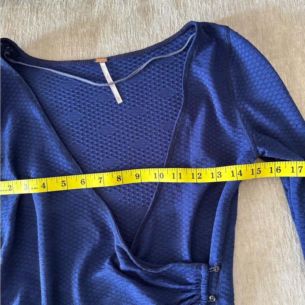 Free People Deep Blue Wrap Ribbed Long Sleeve Top - Picture 12 of 13
